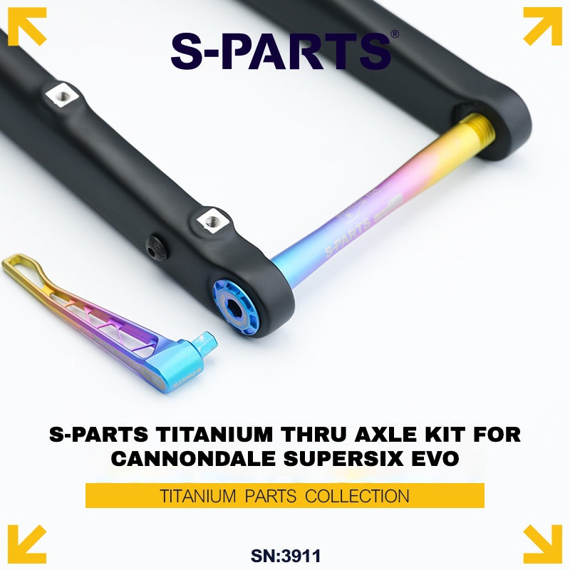 S-PARTS Titanium Thru Axle Kit for Cannondale SuperSix EVO (Front+Rear, Tool-Free Design) – 57.99g | 8 Anodized Colors