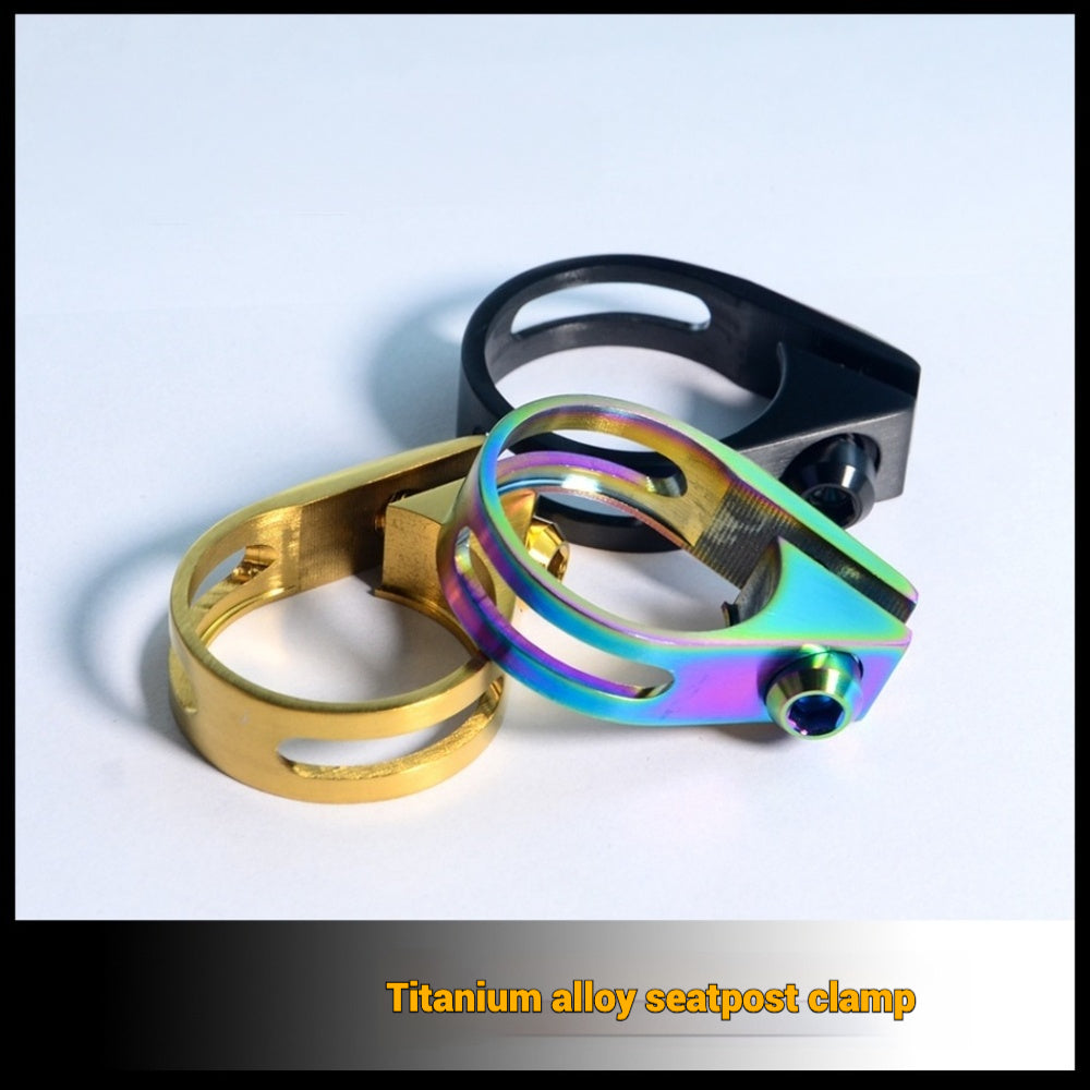 Ultra-Light Titanium Seatpost Clamp | Compatible with Specialized, Trek, Giant, Cannondale, and More | 31.8mm / 34.9mm | Gold, Rainbow, Black, Titanium