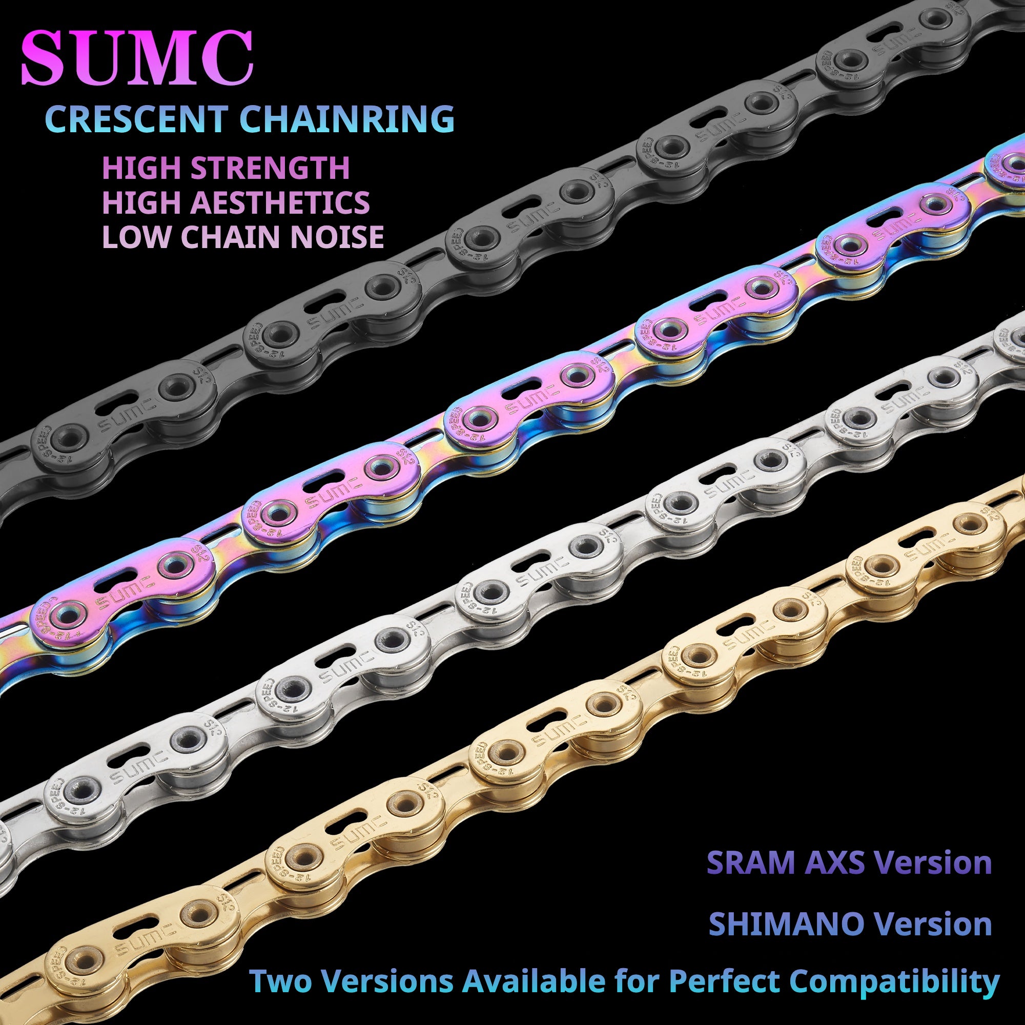 SUMC 12-Speed Crescent Chainring – S12PRO~291g / S12ELPRO~280g / S12SLPRO~262g – Shimano & SRAM Compatible