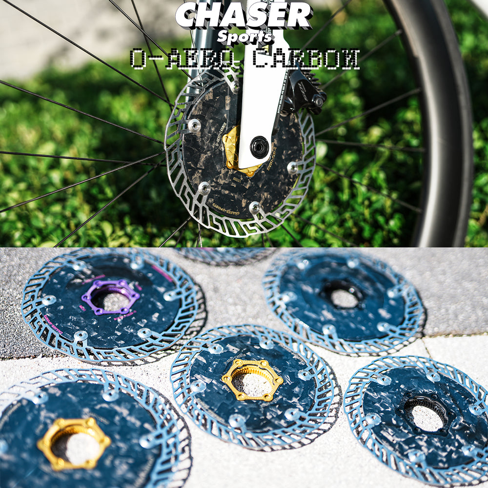 Chaser O-AERO Ultra-Light Carbon Centerlock Disc Brake Rotor 140/160mm | Aero CarbonTi Design for Road/TT Bikes | T800 Carbon + SUS420 Braking Surface