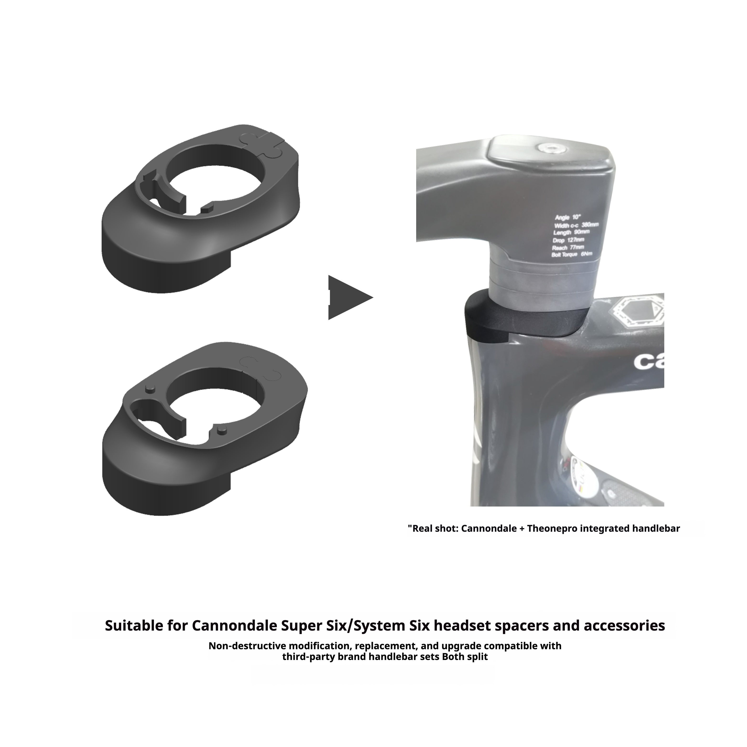 Adaptateur de base de jeu de direction Cannondale pour THE ONE PRO, Madone, Vision, cintres intégrés FSA
