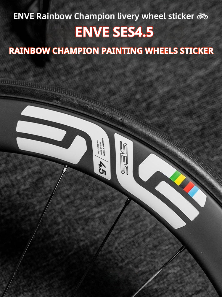 ENVE SES 4.5 Rainbow & World Championship Wheel Decal Set | Front 4.5 & Rear 5.6 Stickers | For Pogacar Style Custom Rims