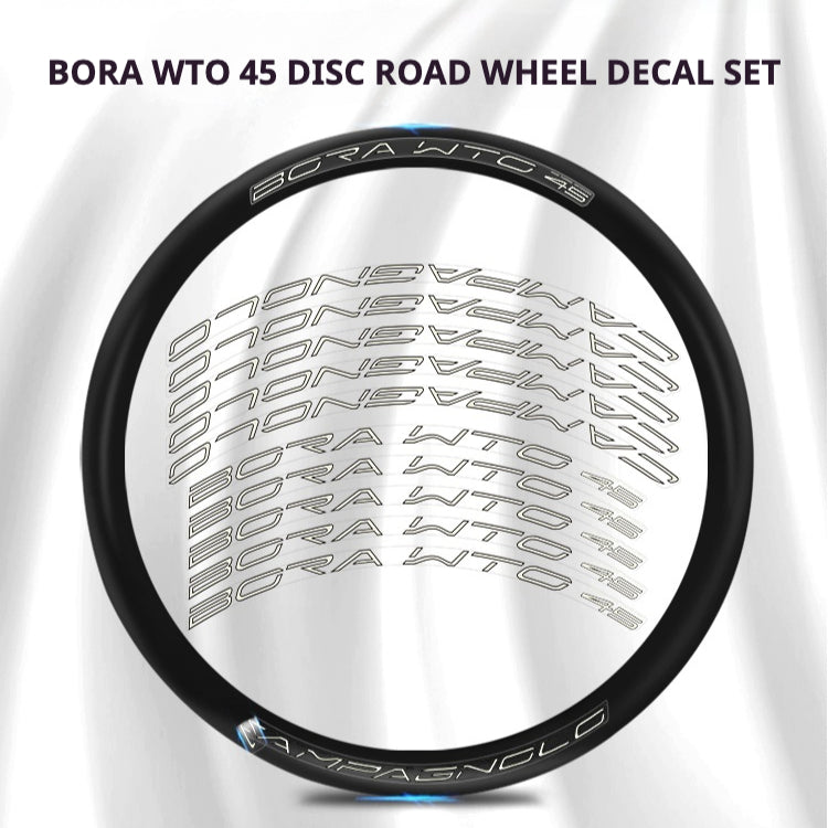 BORA WTO 45 DISC Wheel Decal Set – Custom Campagnolo Rim Stickers | Waterproof 3M Adhesive | Multiple Colors Available