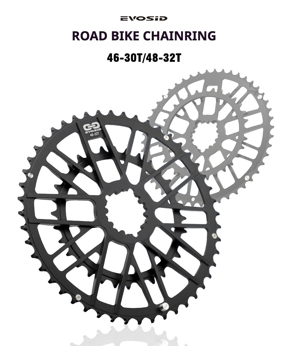 EVOSID CNC Road Bike Chainring Set | 46-30T / 48-32T | 7075-T6 Aluminum | 3-Bolt Direct Mount | Compatible with GXP Cranks