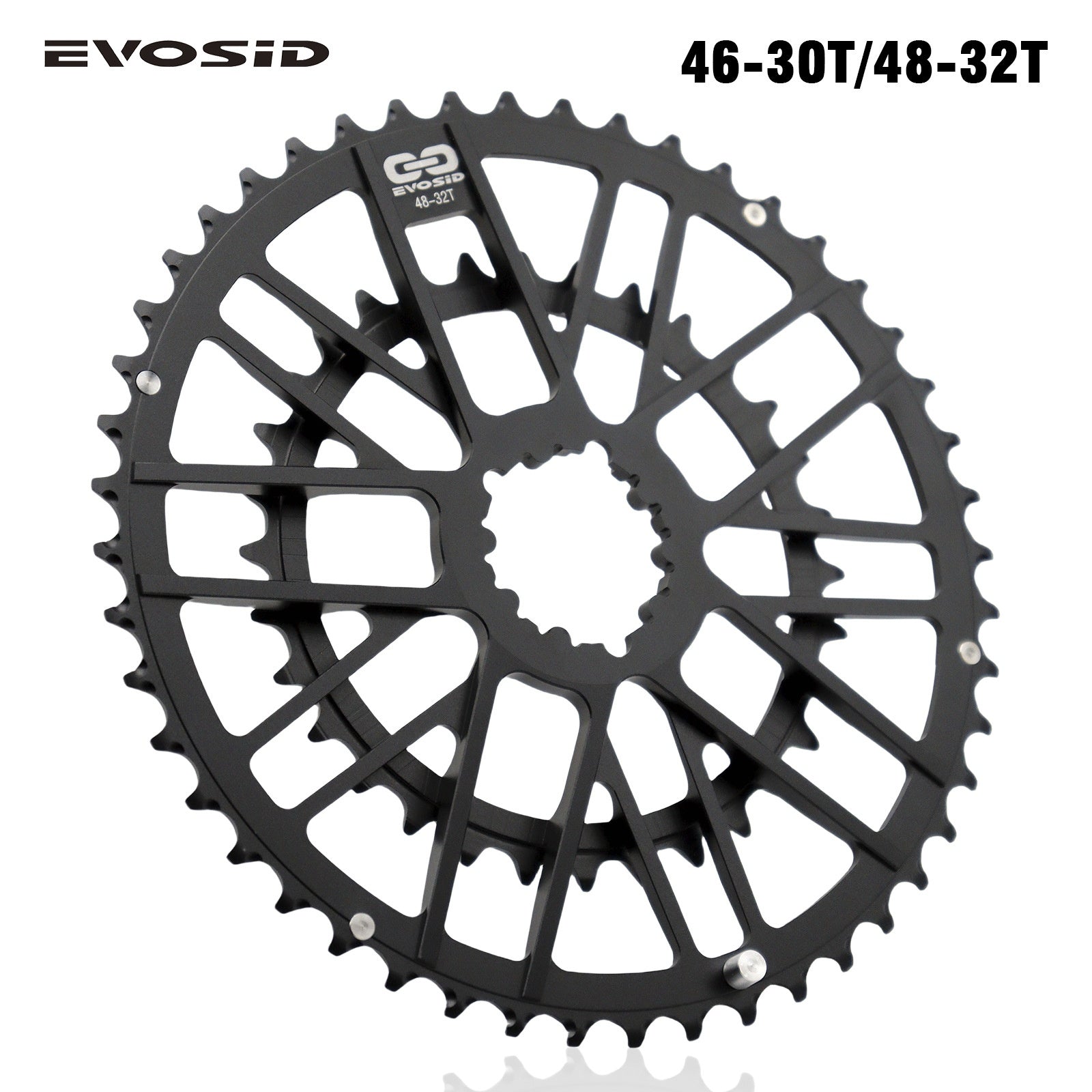 EVOSID CNC Road Bike Chainring Set | 46-30T / 48-32T | 7075-T6 Aluminum | 3-Bolt Direct Mount | Compatible with GXP Cranks