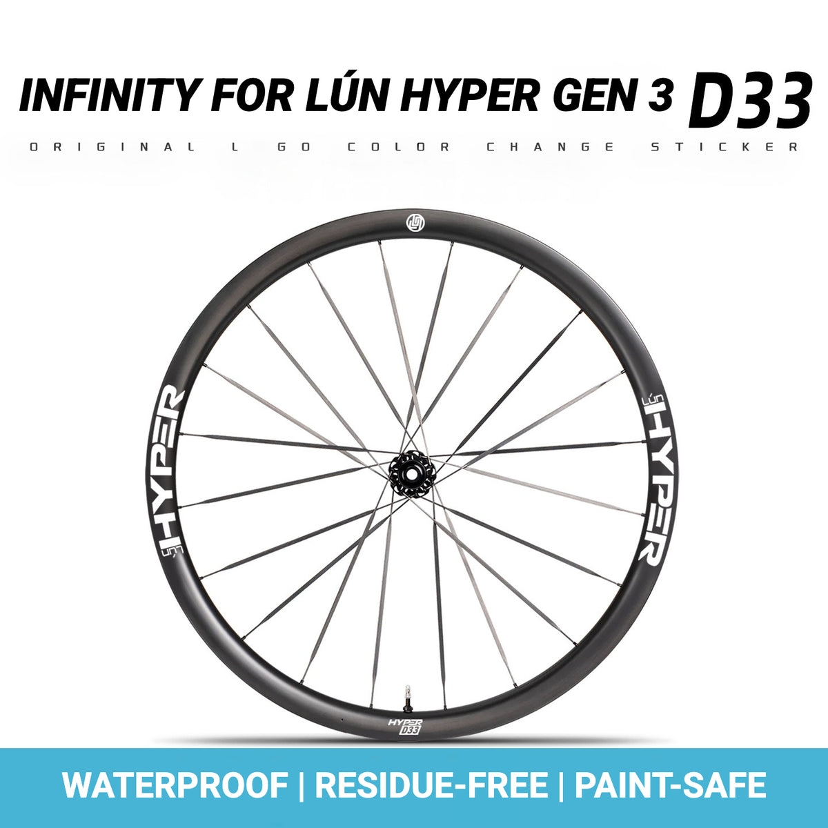 Custom Logo Decals for Lún HYPER 3 D33 Gen 3 | Waterproof Wheel 
