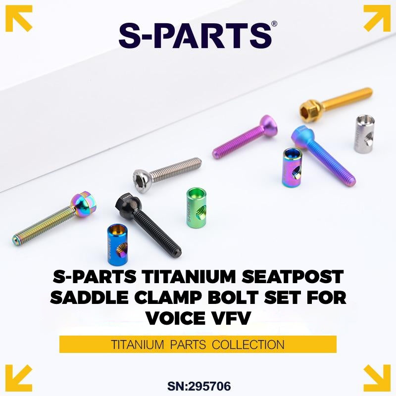 S-PARTS Titanium Saddle Clamp Bolt Kit for VOICE VFV | 3pcs Lightweight Upgrade