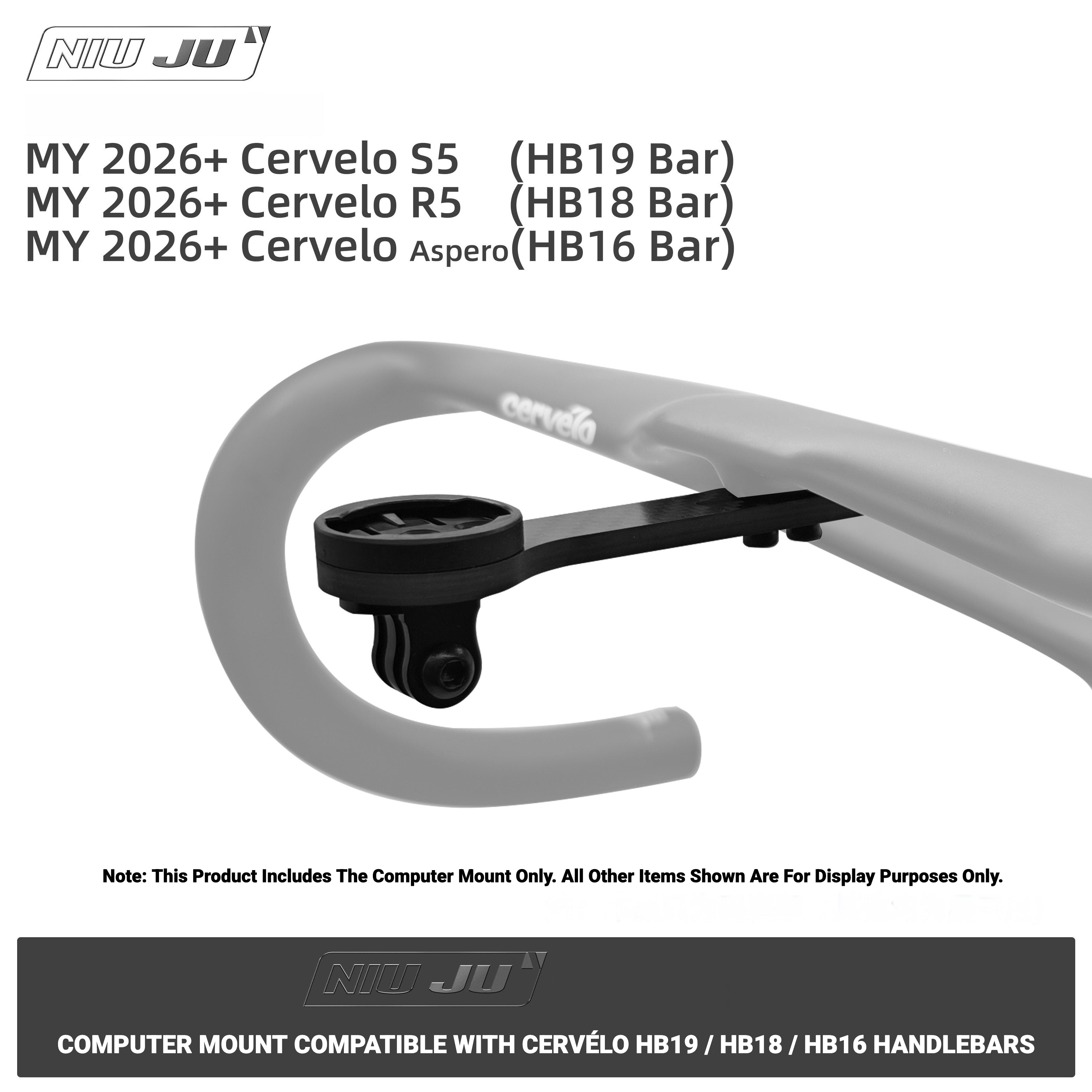 NIUJU Carbon Computer Mount for Cervelo S5 / R5 / Aspero MY2026+ (HB19 / HB18 / HB16 Bars)