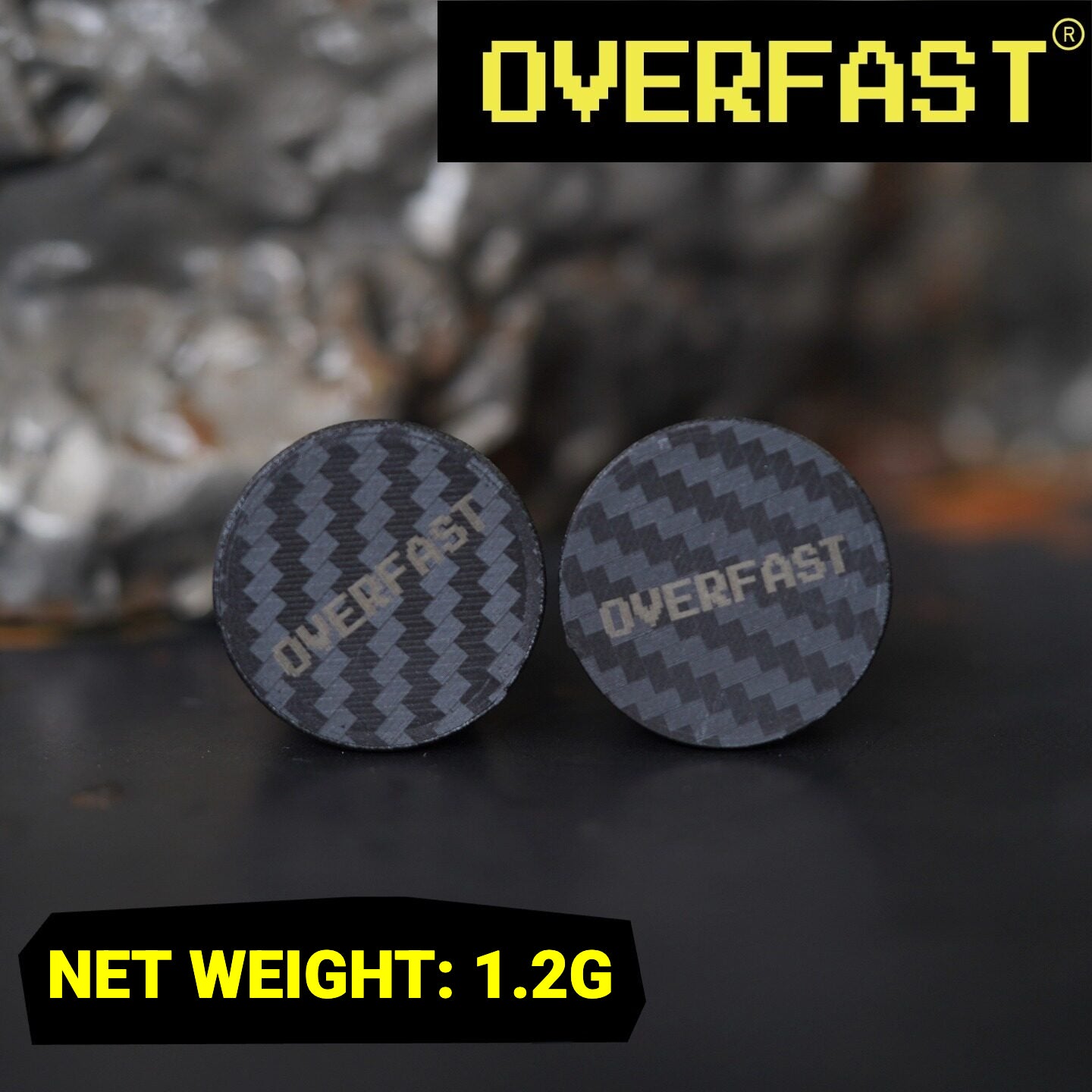 OVERFAST 1.2g Ultra-Light 3D Printed Handlebar End Plugs | 3K Carbon Fiber Texture