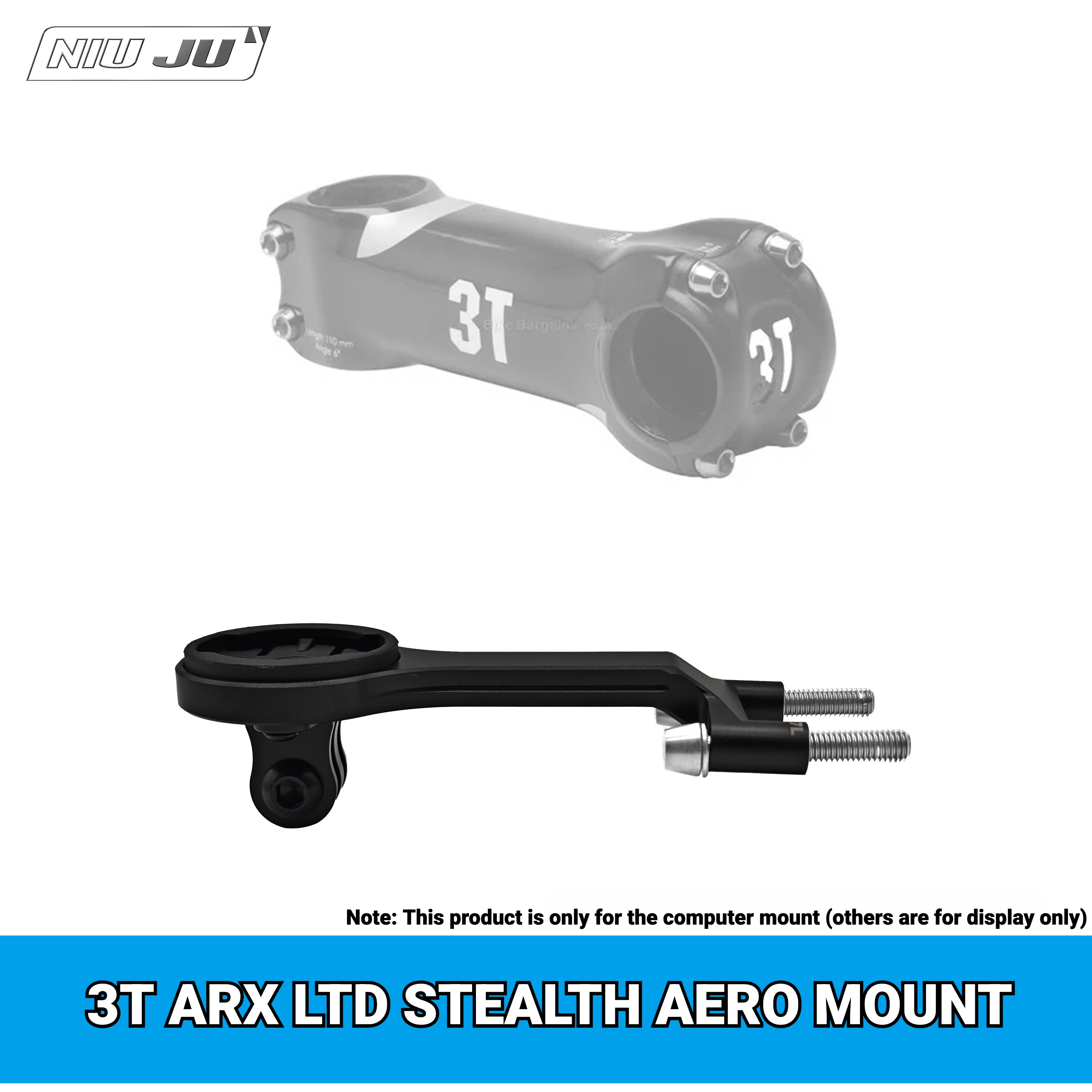 Titanium Computer Mount for 3T ARX LTD Stealth Stem | Garmin Wahoo Aero Bike Mount with GoPro Adapter