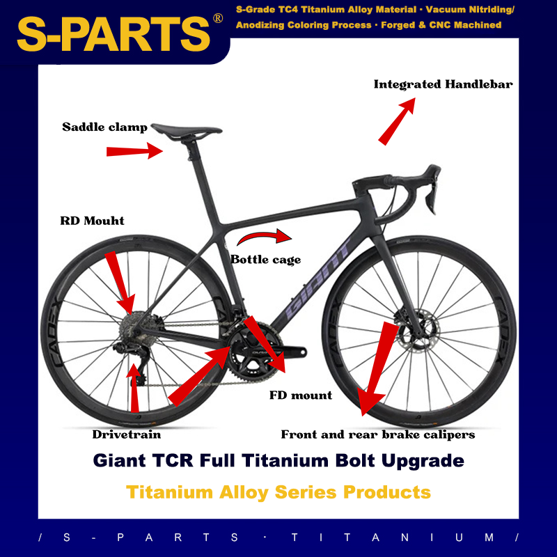 Titanium Bolt Upgrade Kit for Giant TCR Advanced SL | Full Bike Kit with 2 Shimano Brake/Shift Kits (R9270 + R8170)