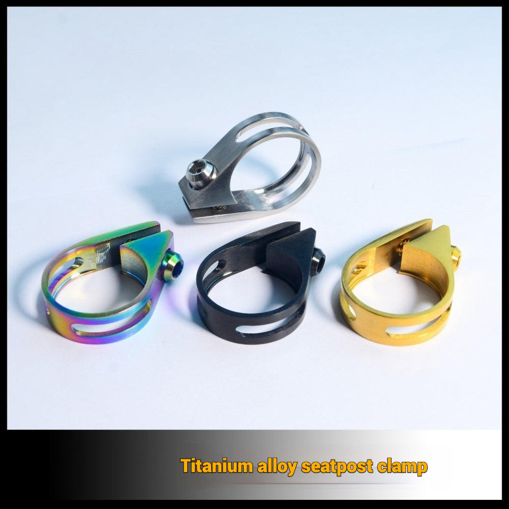 Ultra-Light Titanium Seatpost Clamp | Compatible with Specialized, Trek, Giant, Cannondale, and More | 31.8mm / 34.9mm | Gold, Rainbow, Black, Titanium