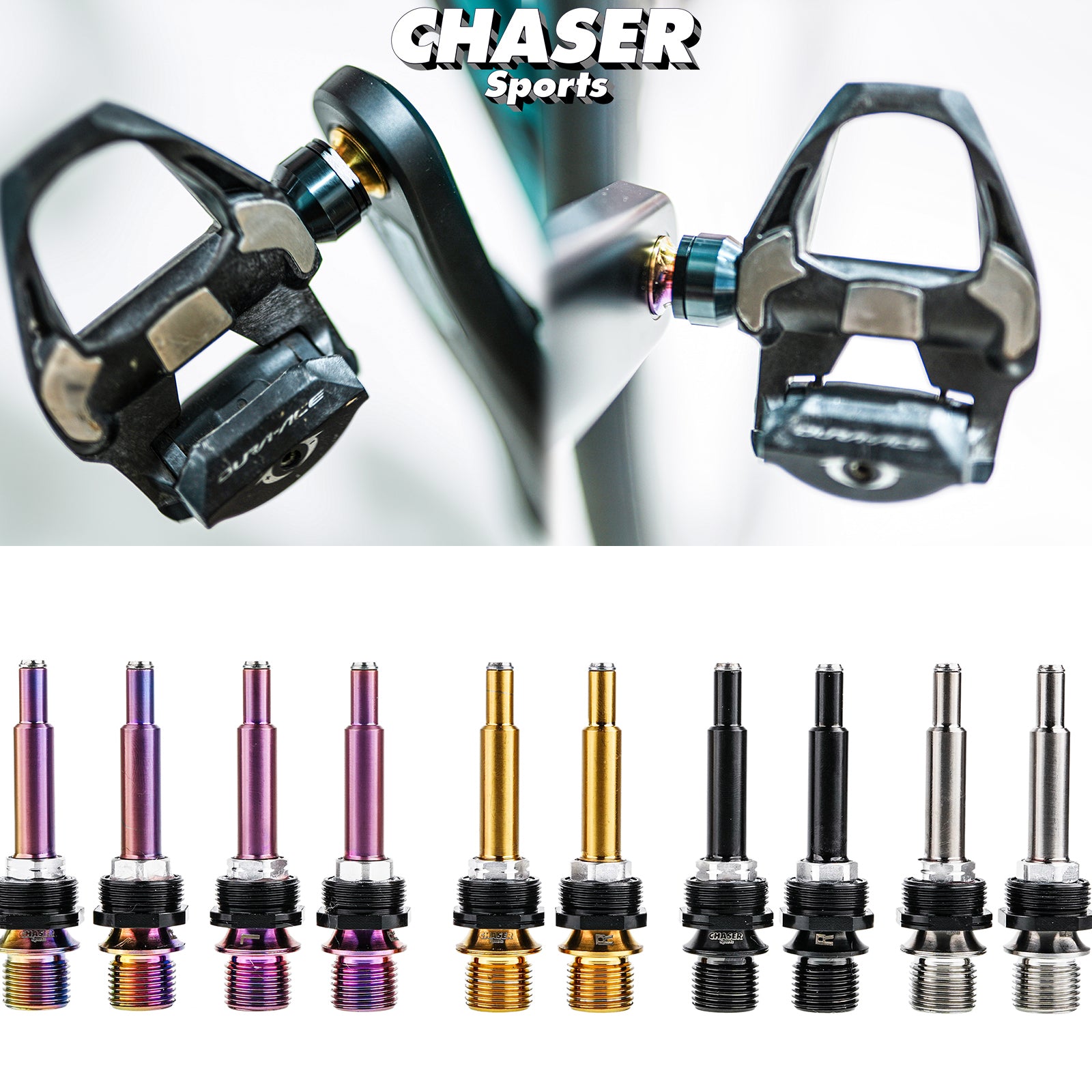 Chaser Titanium Pedal Axle Upgrade Kit for Shimano Dura-Ace R9100 Road Pedals
