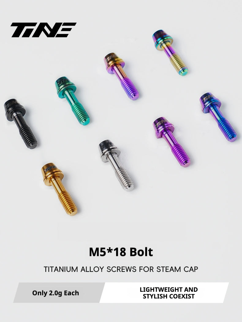 TiNE Titanium Stem Bolts M5×18 (Pair of 2) | Ultralight CNC Bolts for Stems & Integrated Handlebars