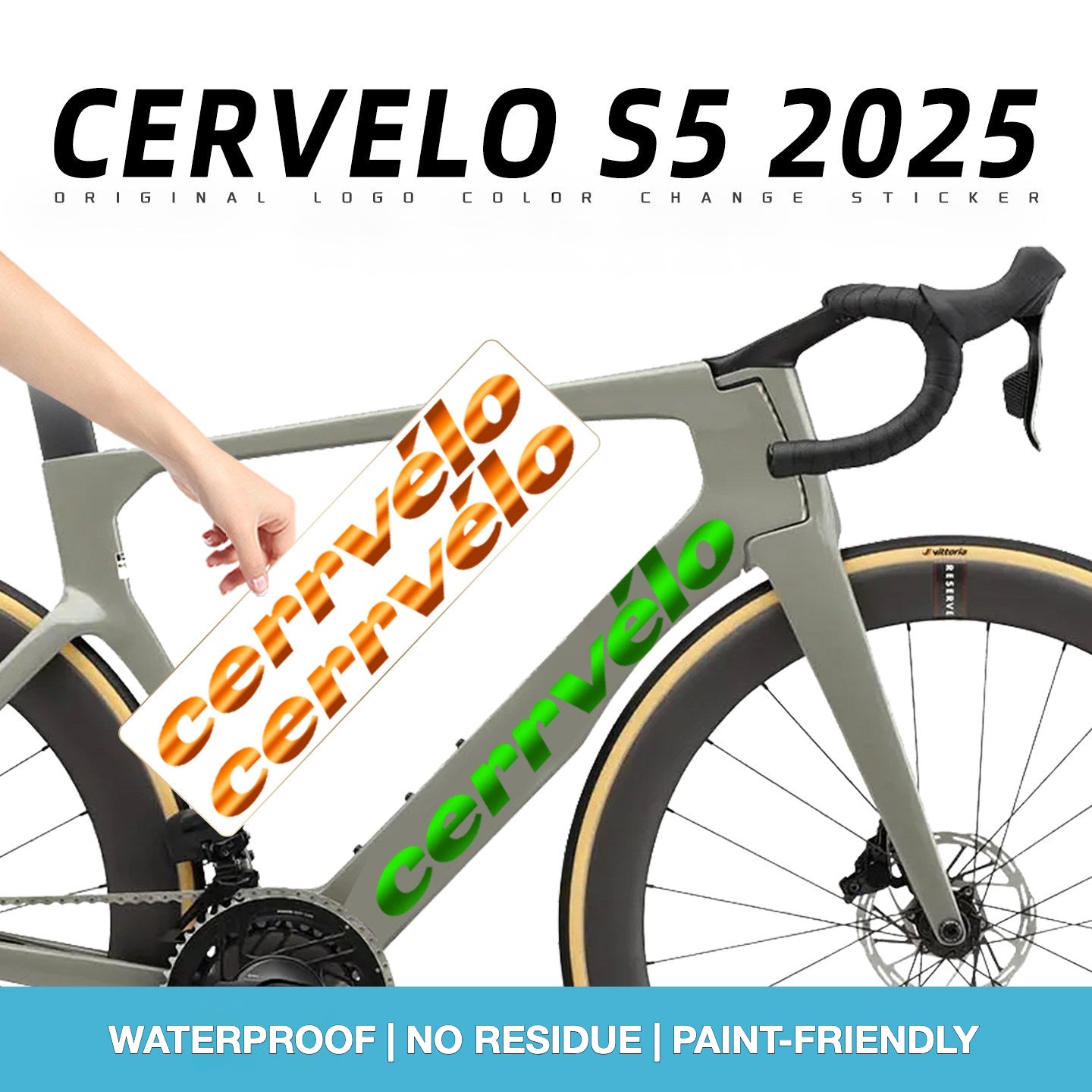 Custom OEM Logo Decals for 2025 Cervélo S5 Road Bike Frame | Waterproof Overlay Stickers