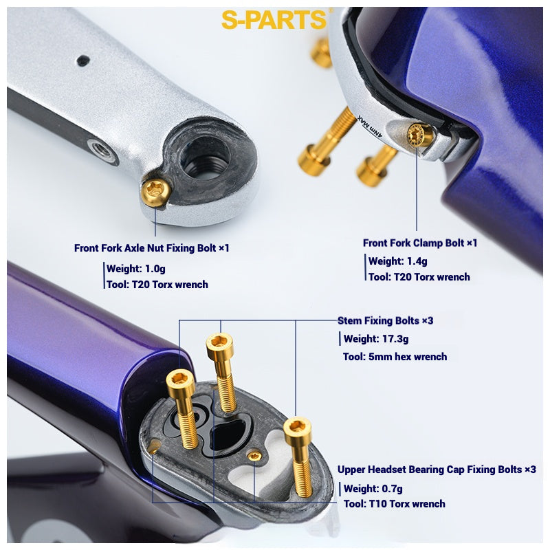 Cervélo S5 Titanium Bolt Kit – Full Frame Lightweight Upgrade Set | CNC TC4 Ti Bolts for Cervélo S5