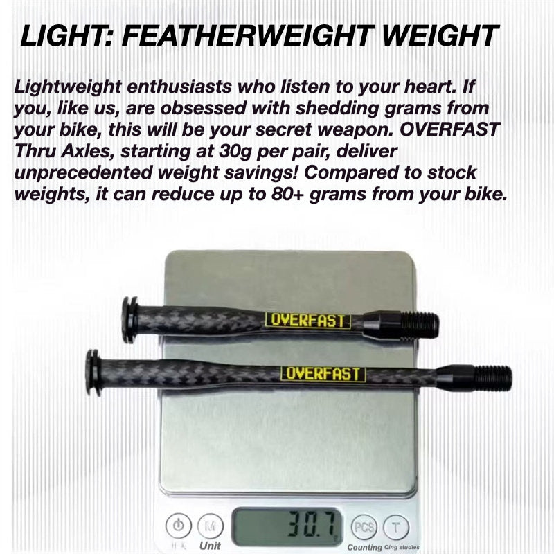 OVERFAST 29g Ultra-Light Carbon Fiber Thru Axle Set for TIME Road Bikes