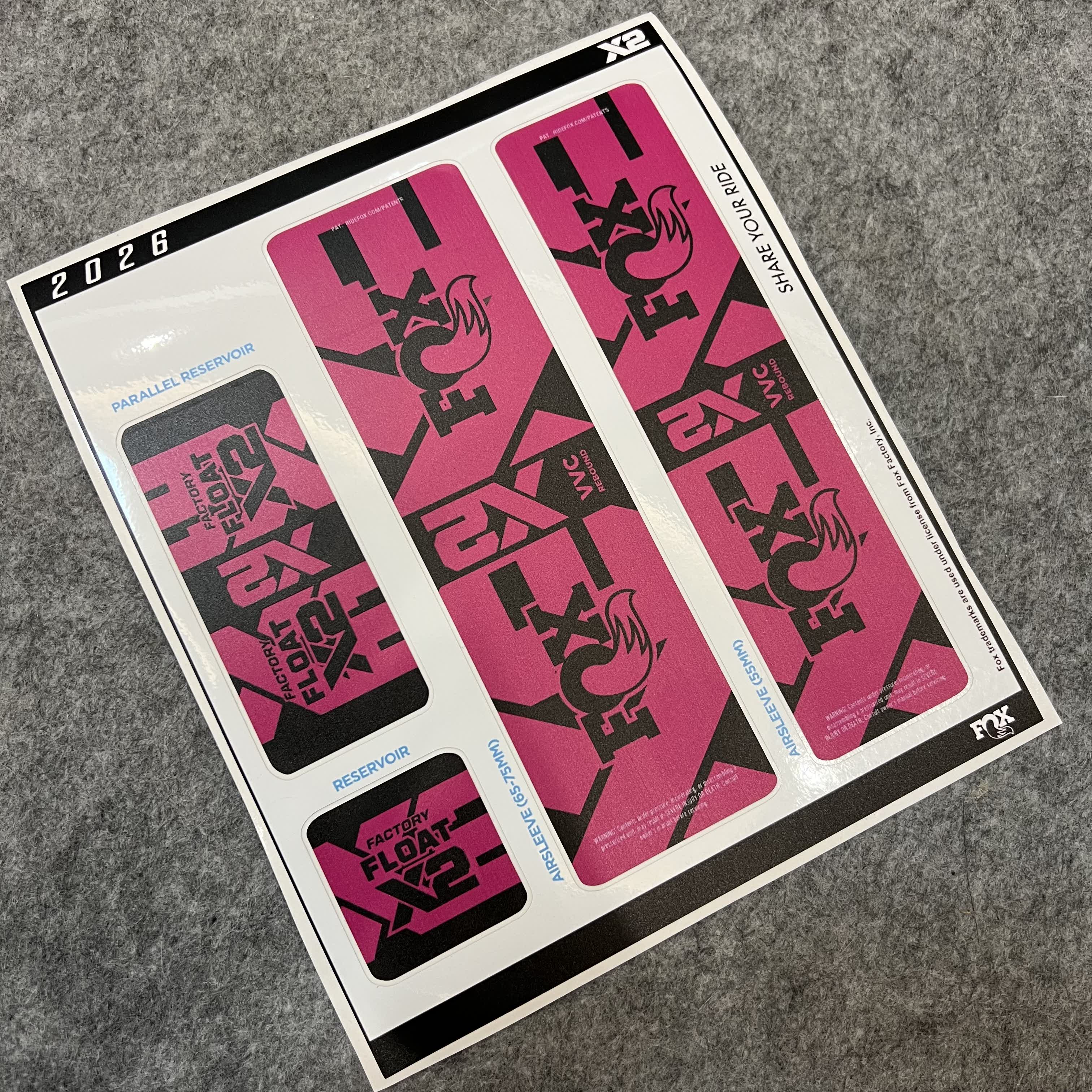Custom Decal Kit for 2026 FOX FLOAT X2 Air Shock | Waterproof MTB Rear Shock Stickers | DH / AM