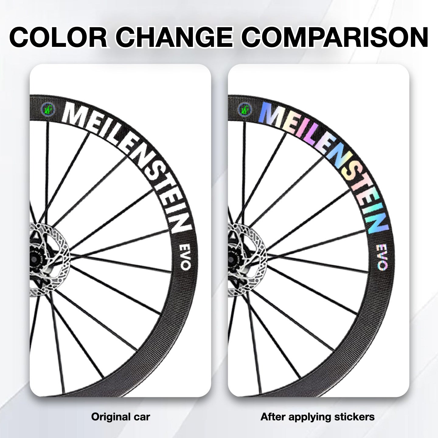 Lightweight MEILENSTEIN EVO Wheel Decal Sticker Kit – Logo Cover & Color Change