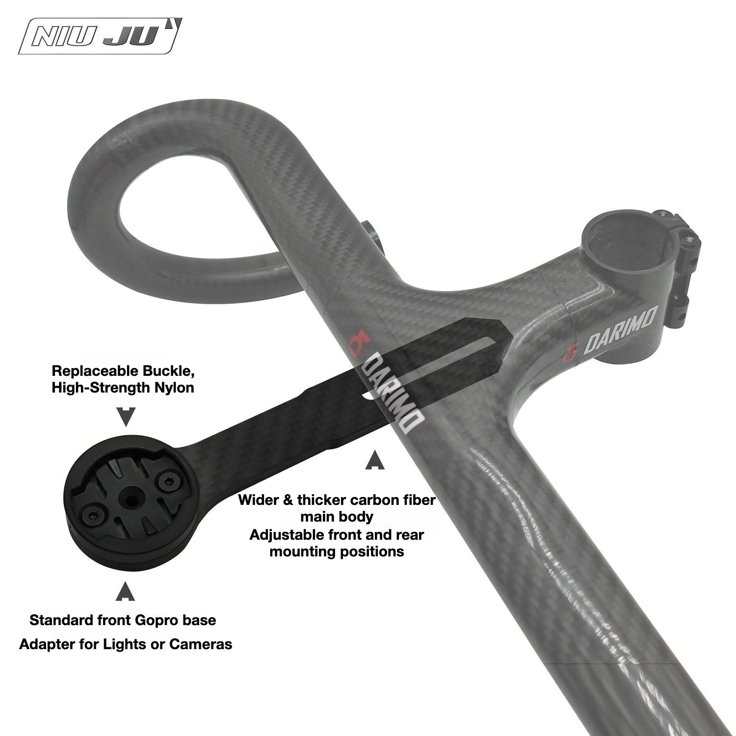 NIUJU Darimo Nexum Computer Mount | Carbon Garmin Wahoo Bryton Mount