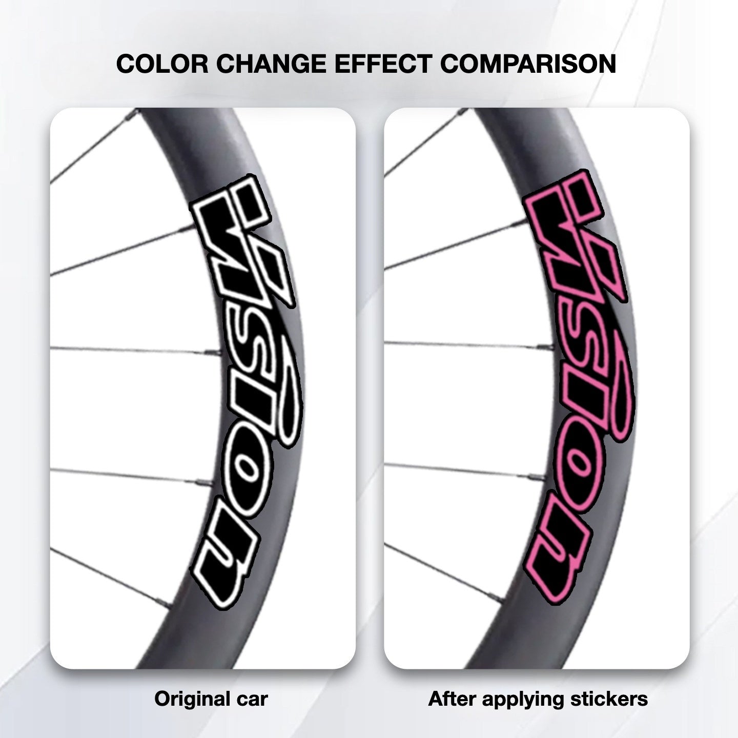 Custom Decal Kit for VISION SC45 Wheels | Road Bike Carbon Rim Wrap Stickers(Complete Wheelset Decal Kit + Spare Decals Included)