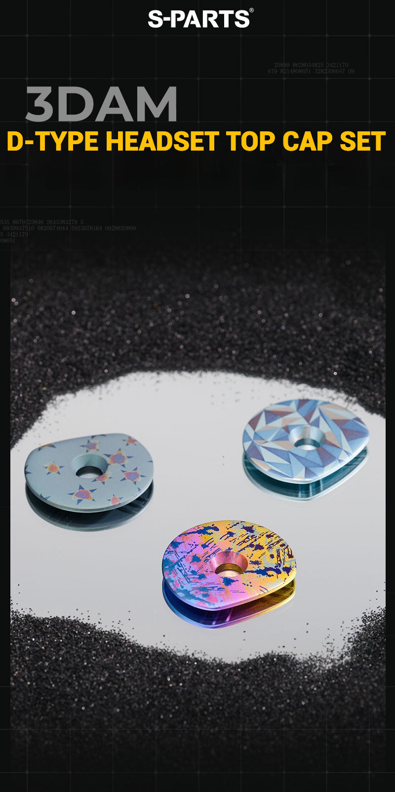 S-PARTS 3DAM D-Type Top Cap Set for GIANT | 3D-Printed Titanium Powder | OD2 / OD1 Compatible | Multiple Patterns