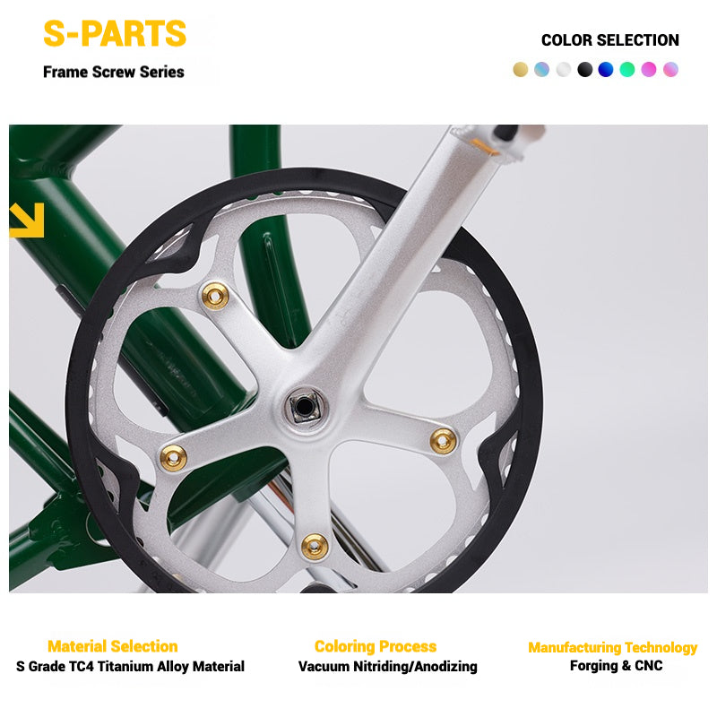 S-PARTS Titanium Bolt Upgrade Kit for Brompton | TC4 CNC Lightweight Frame & Hinge Hardware Set