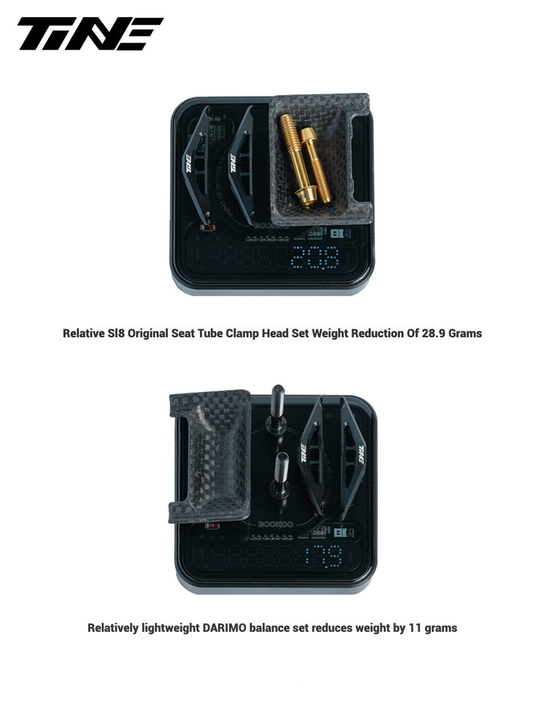 TiNE Ultra-Light 6.8g Seat Clamp & Leveling Assembly | Compatible with Specialized SL8 Aethos, Colnago & DARIMO Seatposts | CNC Titanium Precision