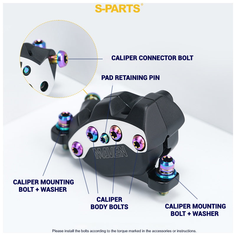 S-PARTS Titanium Bolt Upgrade Kit for SRAM MAVEN Brakes | CNC Precision | Lightweight | Full Color Options