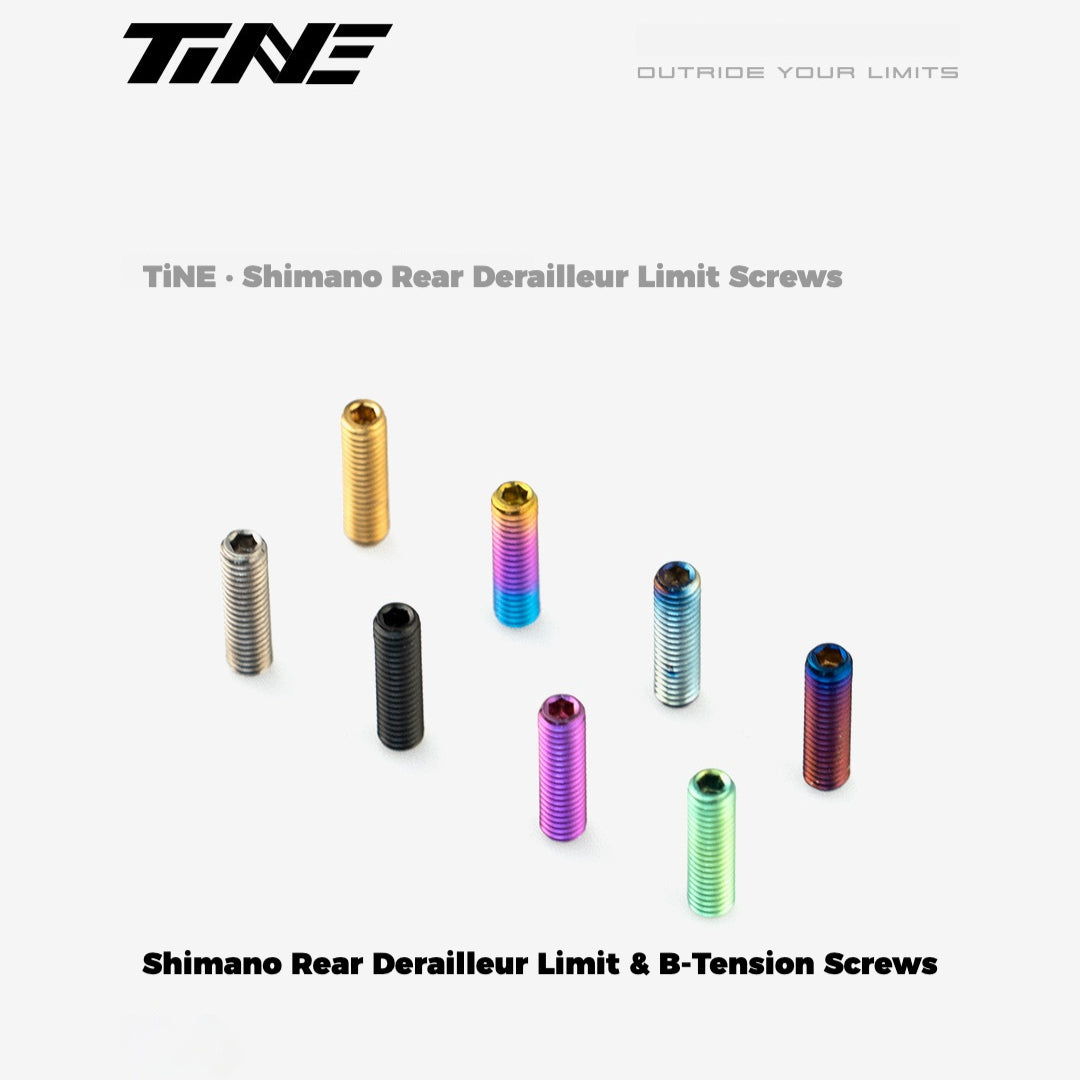 TiNE Titanium Shimano Rear Derailleur Limit & B-Tension Screws | Ultra-Light TC4 Ti Upgrade