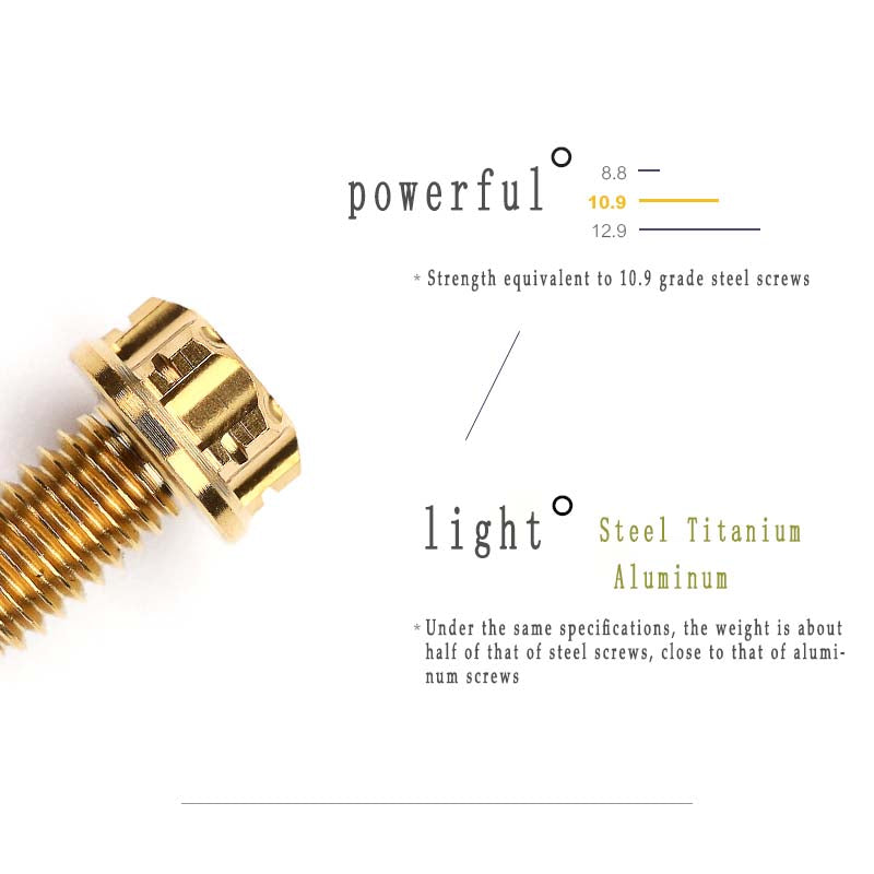 S-PARTS A3 Gold M4 Titanium Alloy Standard Parts Electric Vehicle Motorcycle Car Screw Bolt
