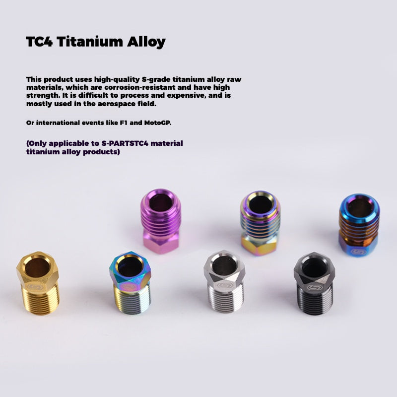 S-PARTS Titanium Hydraulic Hose Bolts for MTB and Road Bikes | Compatible with Shimano XTR/Ultegra/Dura-Ace and SRAM Road Systems | M8 Oil Hose Screws