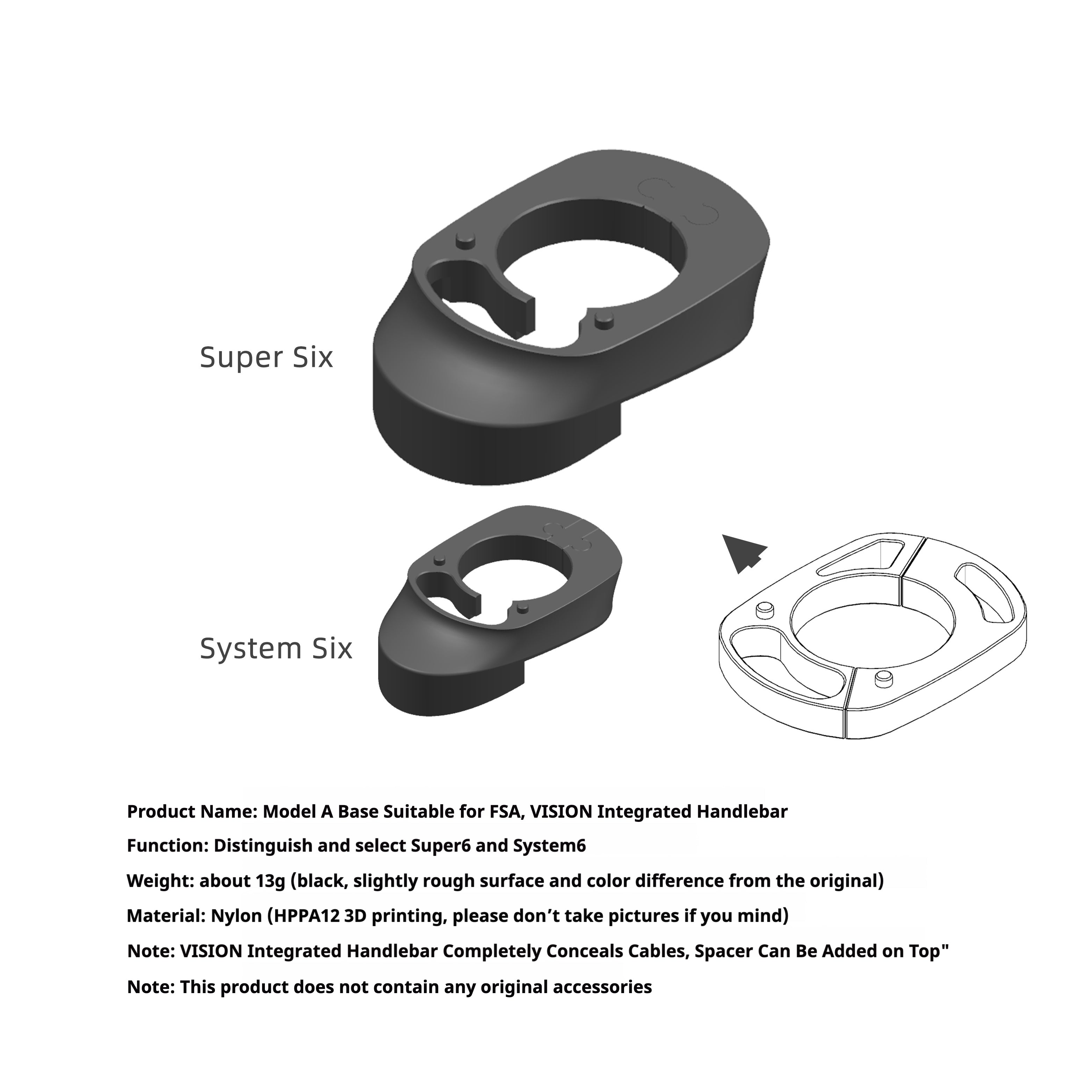 Adaptateur de base de jeu de direction Cannondale pour THE ONE PRO, Madone, Vision, cintres intégrés FSA