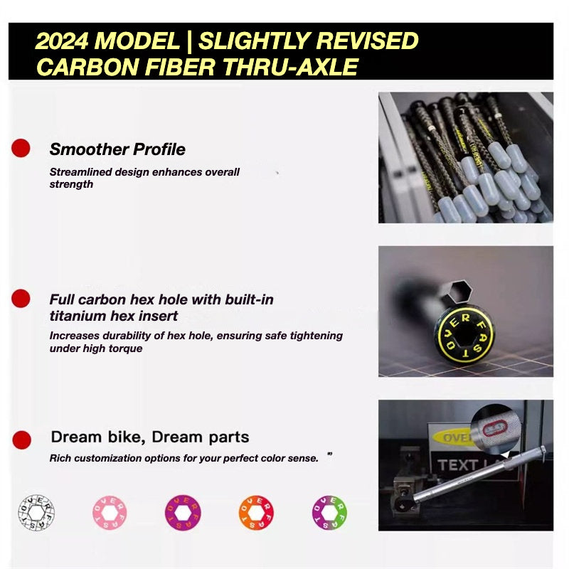 OVERFAST 29g Ultra-Light Carbon Fiber Thru Axle Set for TIME Road Bikes