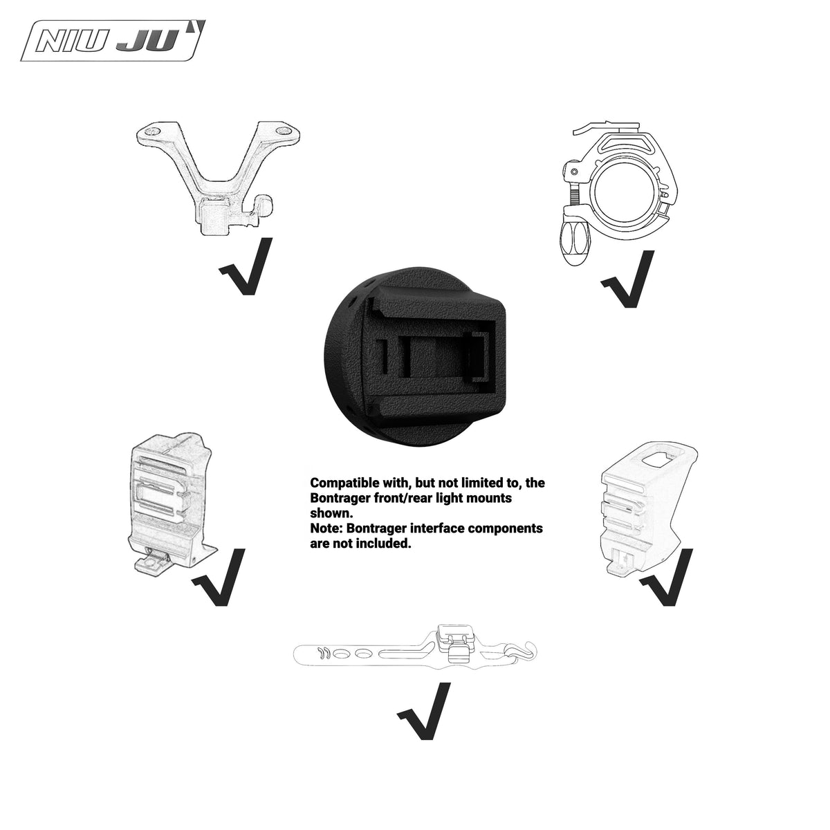 NIUJU Rear Light Adapter for TREK Bontrager Mount | Garmin Varia / Magene Compatible