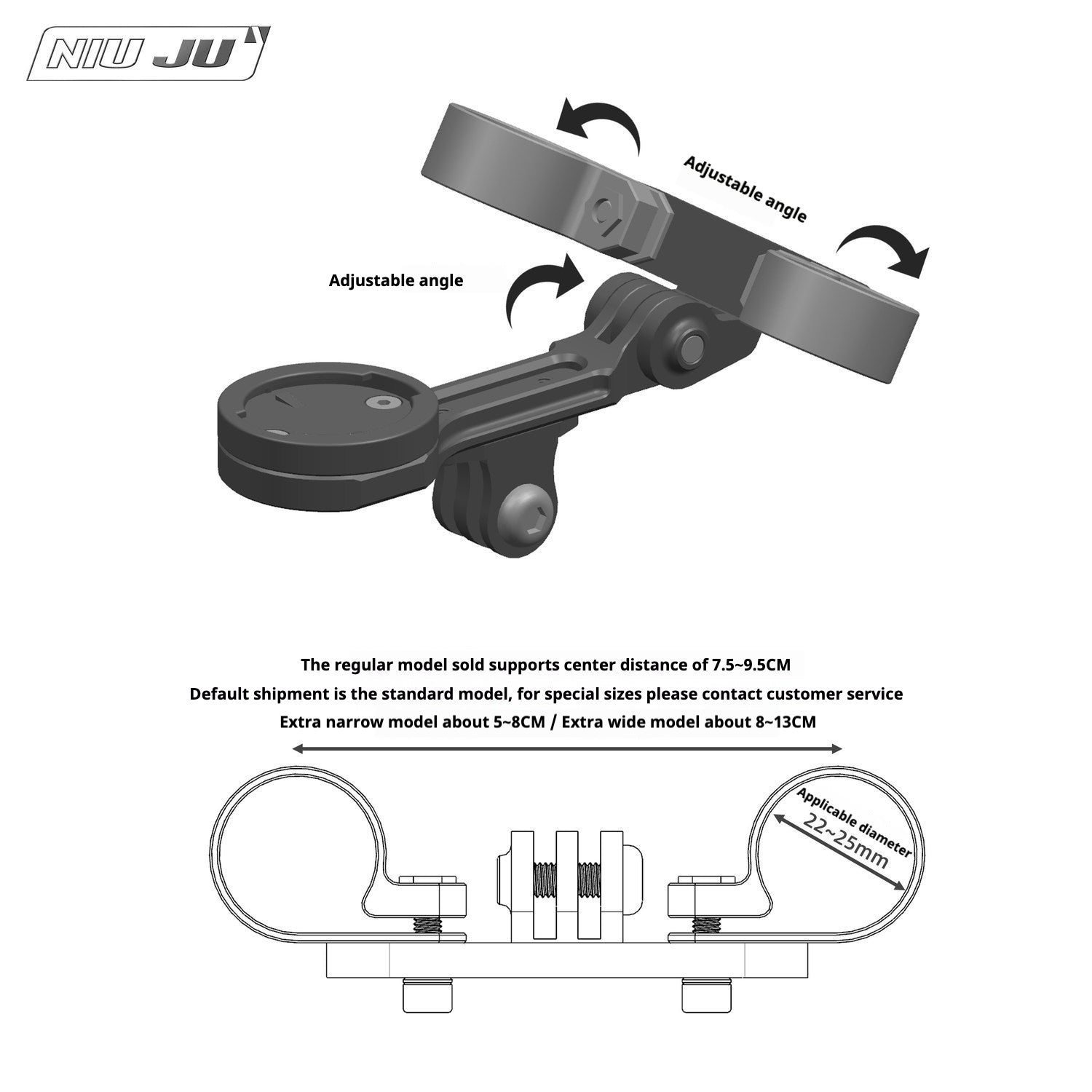 VISION TFE TT Triathlon Aero Bar Computer Mount with GoPro Adapter|Compatible with Garmin / Wahoo / Giant / Bryton / iGPS