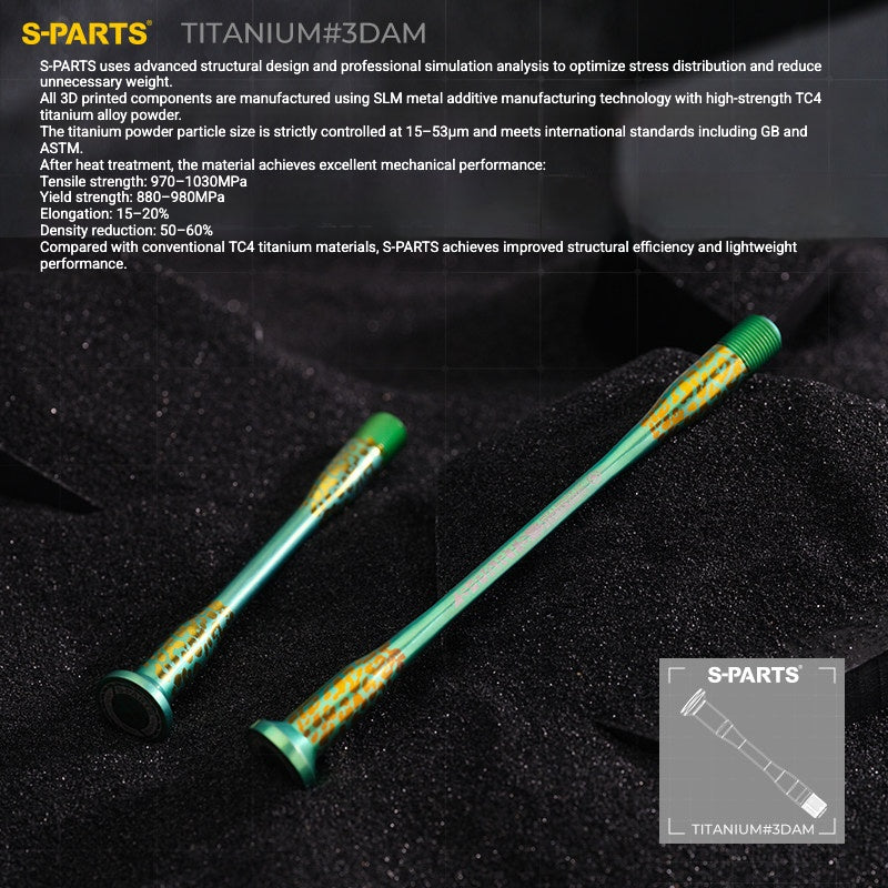 S-PARTS 3DAM Titanium Thru Axle Kit for Specialized Tarmac SL8 SL9 | Ultra-Light TC4 3D Printed Axle