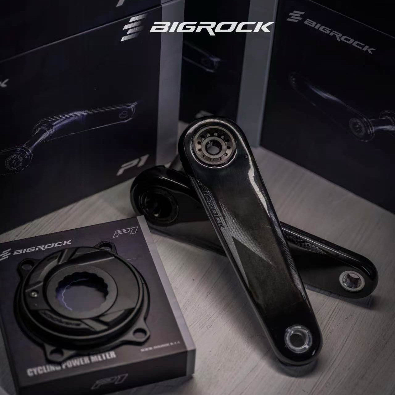 BIGROCK Gen 3 Carbon Crankset with 24mm Titanium Spindle | Ultra-Light Road Bike Crankset & P1 Power Meter