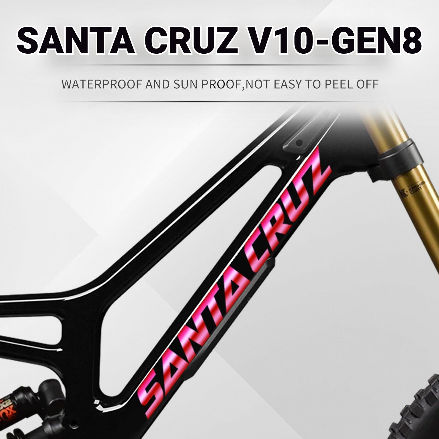 SANTA CRUZ V10 Gen 8 Frame Logo Decal Kit | Custom Color Change Downhill MTB Sticker