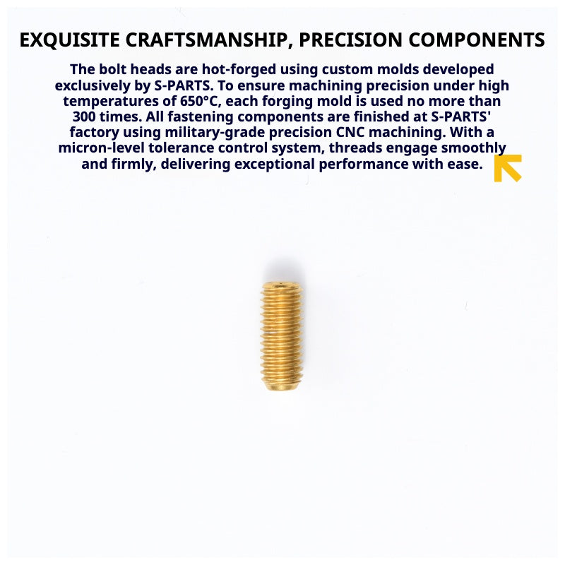 S-PARTS Titanium Set Screw M5×12 – Flat End CNC Grade 5 TC4 Titanium Alloy Hex Bolt
