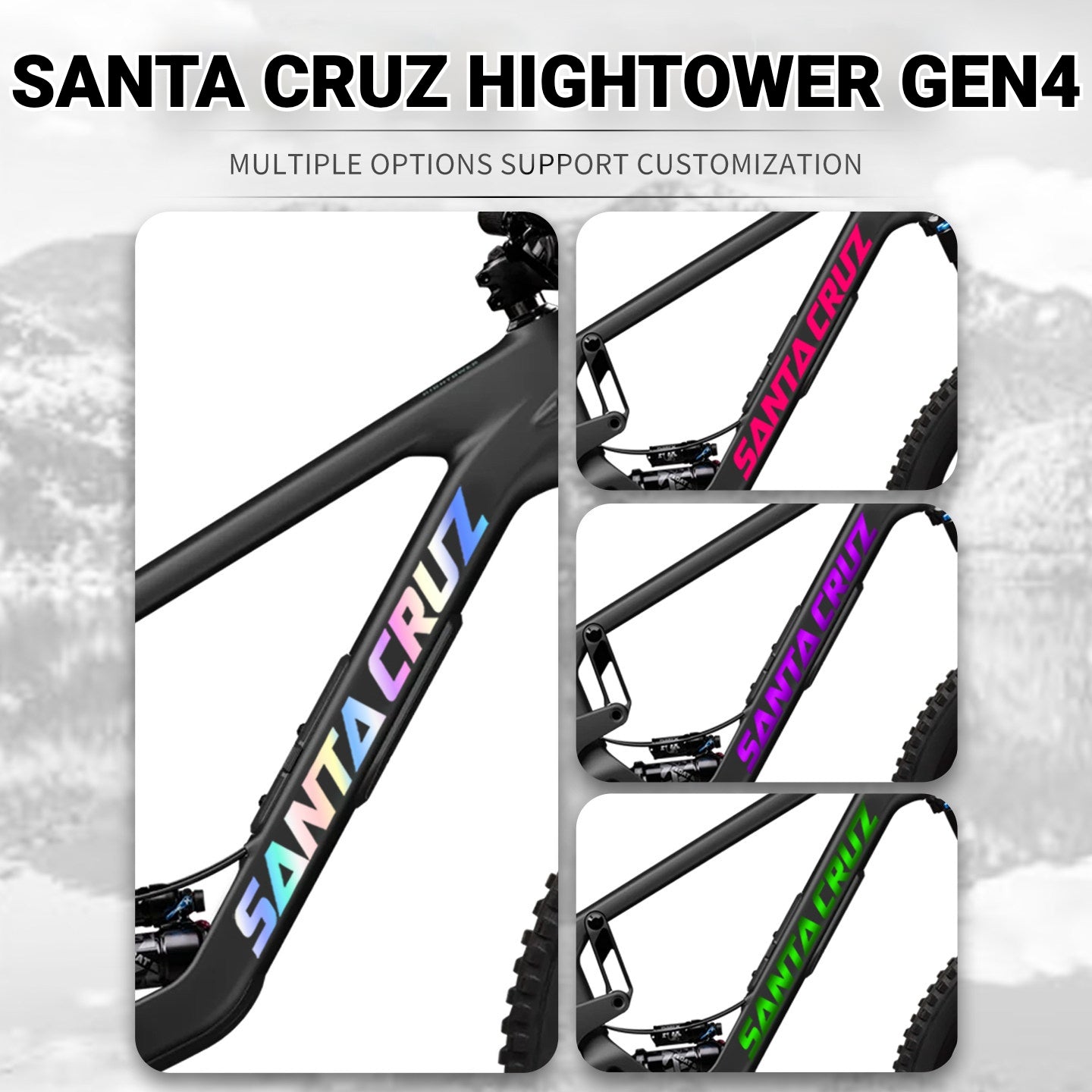 SANTA CRUZ Hightower 4 Frame Logo Decal Kit | Custom Color Change MTB Sticker