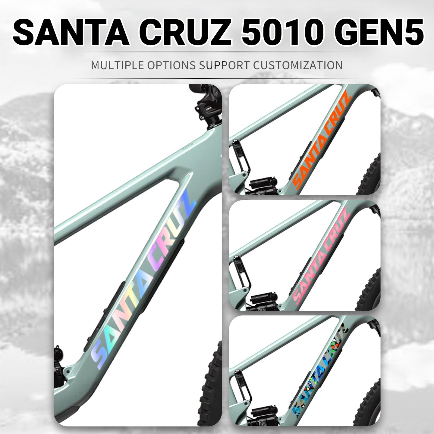 SANTA CRUZ 5010 Frame Logo Decal Kit | Custom Color Change Trail MTB Sticker