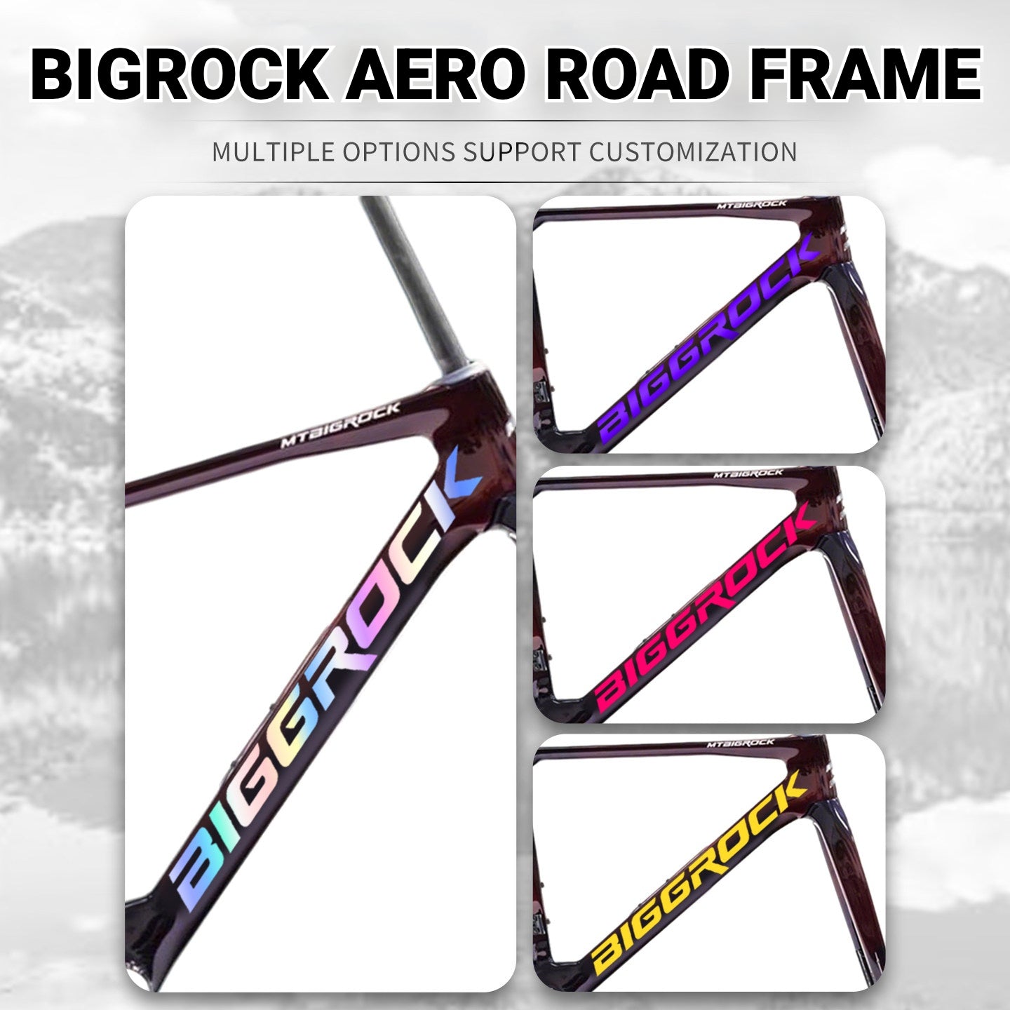 BIGROCK Aero Road Bike Frame Logo Decals | Custom Waterproof OEM Style Color Change Stickers