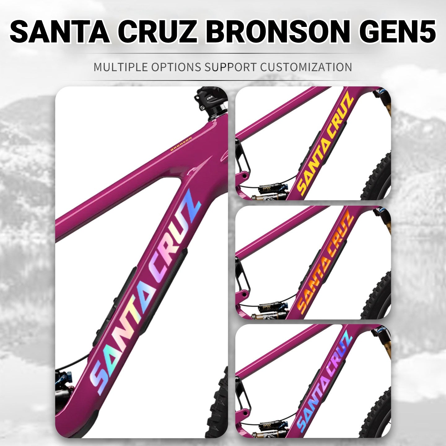 SANTA CRUZ Bronson Frame Logo Decal Kit | Custom Color Change MTB Sticker