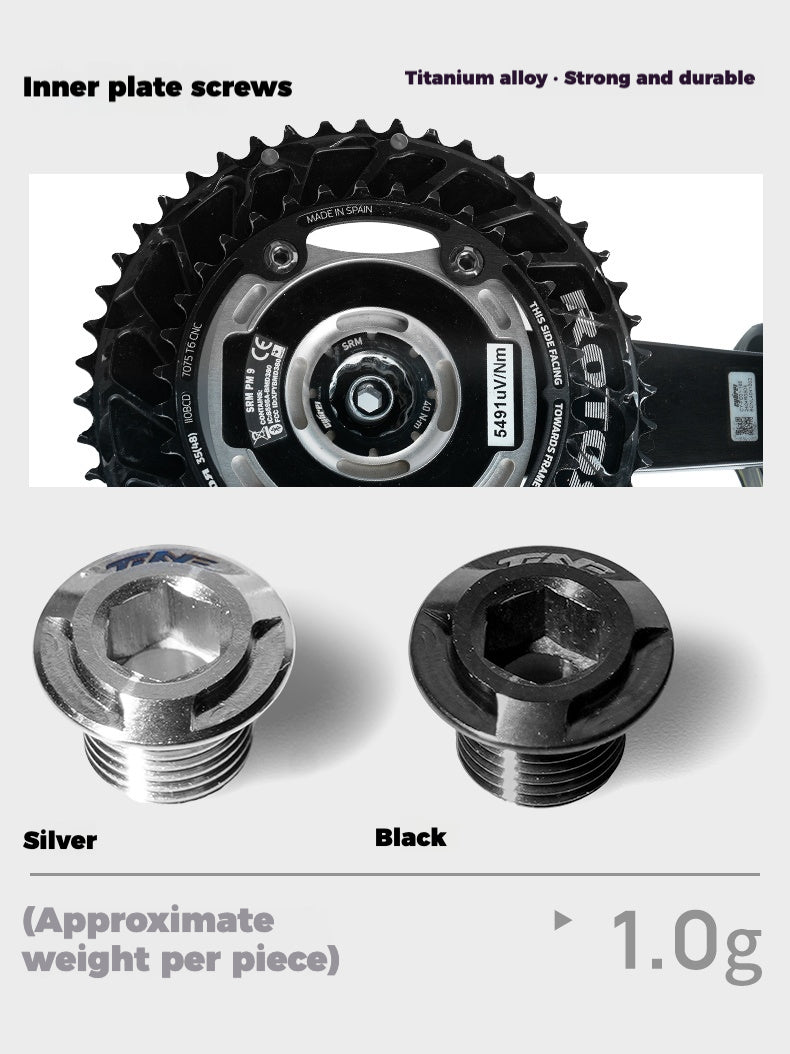 TiNE Ultra-Lightweight Chainring Bolt Kit|SRM Exclusive Edition|Aerospace Aluminum Outer + Titanium Inner