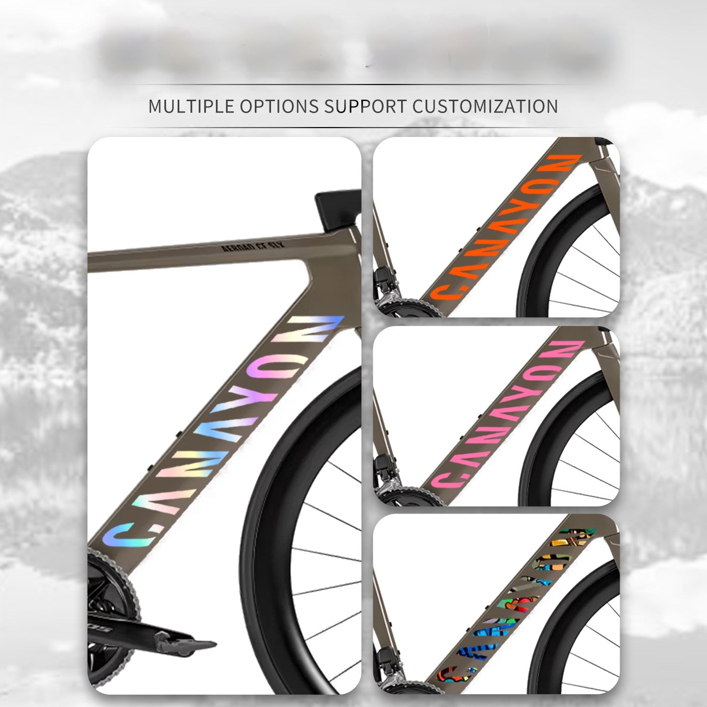Road Bike Frame Decal Kit | Down Tube Decals ×2 + Integrated Handlebar Decal | Compatible with Canyon Aeroad CFR / CF SLX / CF SLX 8