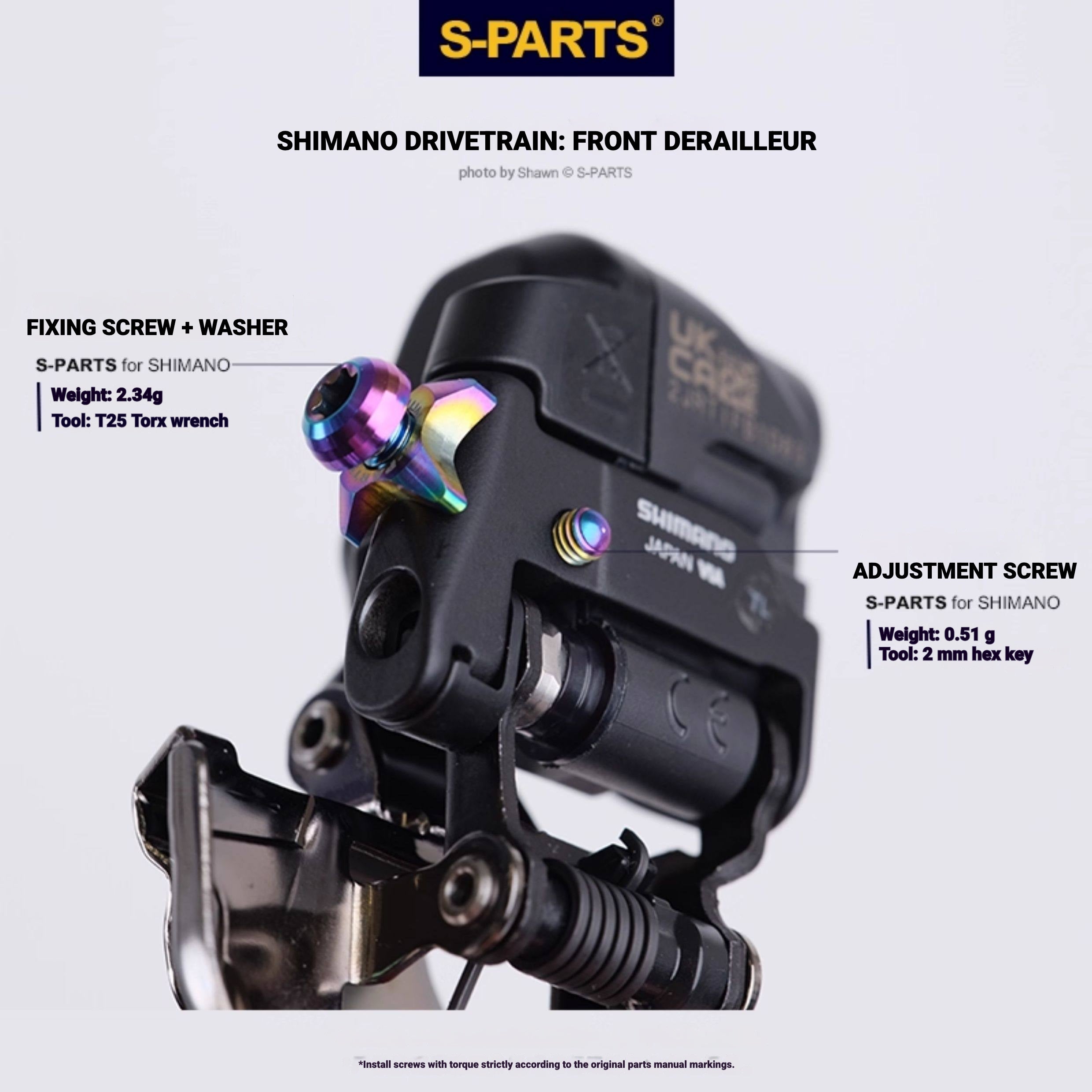 Shimano Road Titanium Bolt Kit – S-PARTS Drivetrain Screws for R8050 / R8150 / R9250