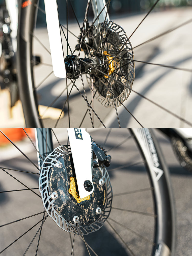 Chaser O-AERO Ultra-Light Carbon Centerlock Disc Brake Rotor 140/160mm | Aero CarbonTi Design for Road/TT Bikes | T800 Carbon + SUS420 Braking Surface