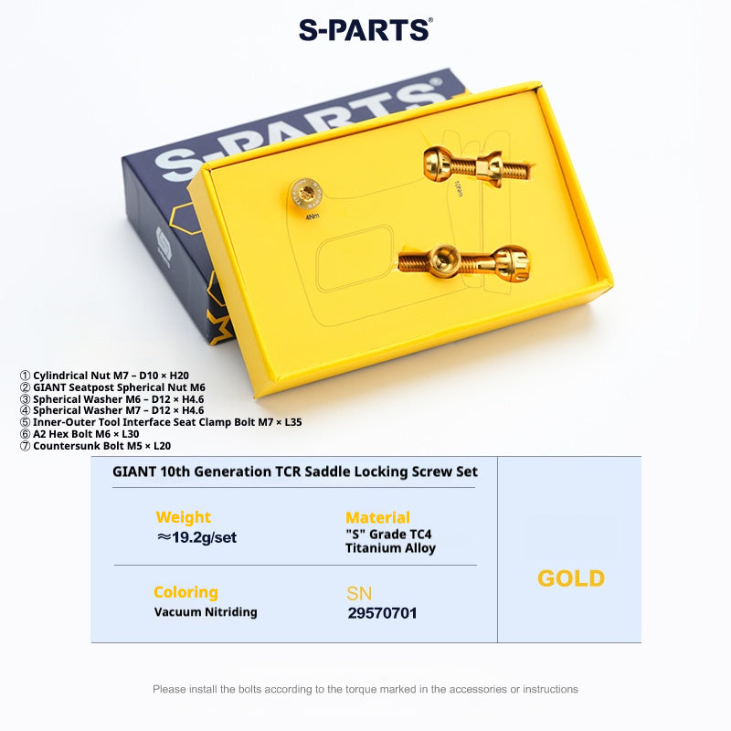 S-PARTS Titanium Seatpost Clamp Bolt Kit for GIANT TCR / PROPEL / DEFY