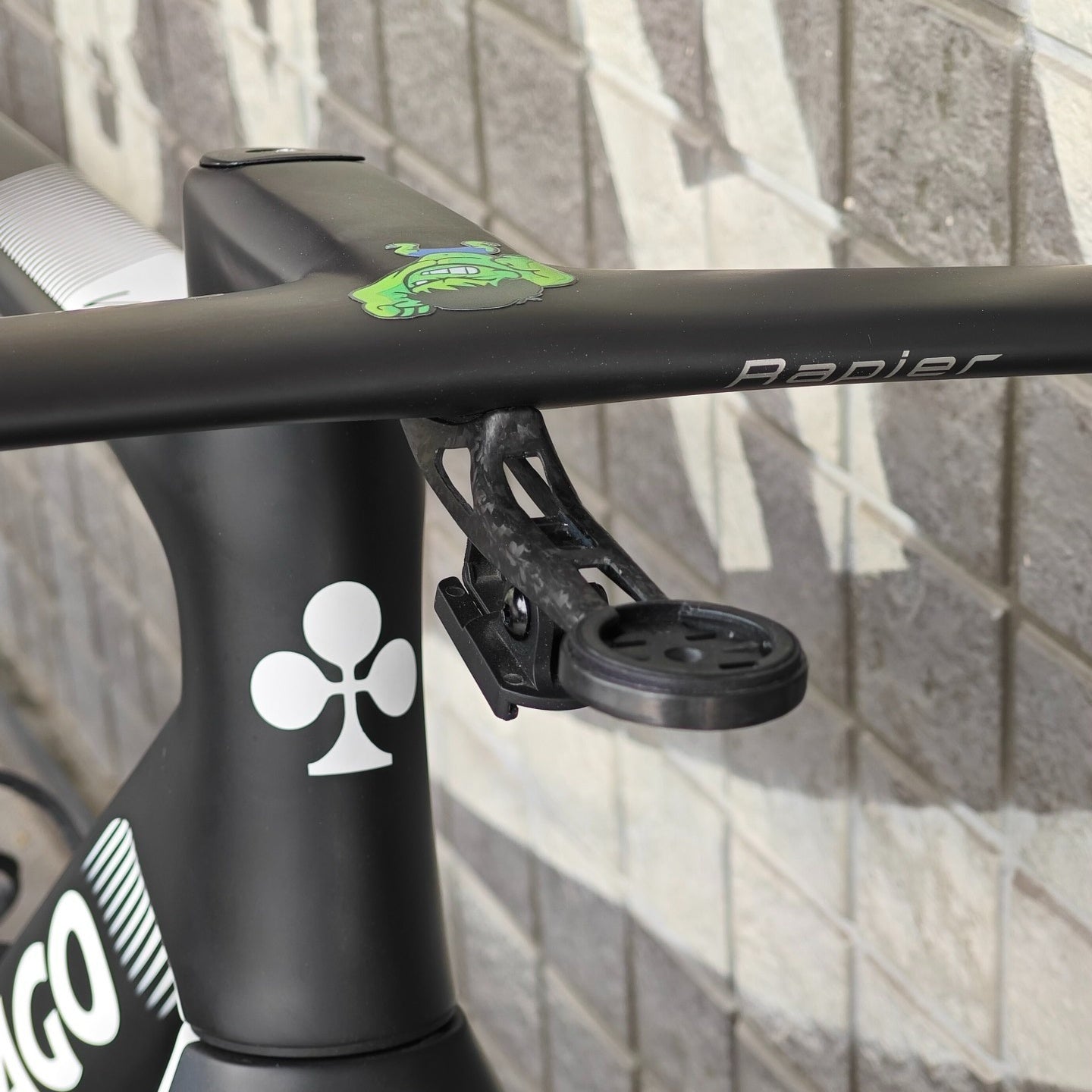 Seka Spear / Rapier Integrated Carbon Computer Mount | Ultra-Light 10g | Supports Garmin 1050 | Titanium Bolts Included